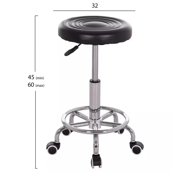 OFFICE DESIGNER'S SWIVEL STOOL IRIS HM212.21 BLACK PU Φ32x45-60Hcm.