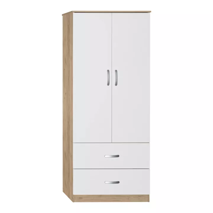 Zelia pakoworld two-leaf wardrobe with 2 drawers white-oak color 79x42x180cm
