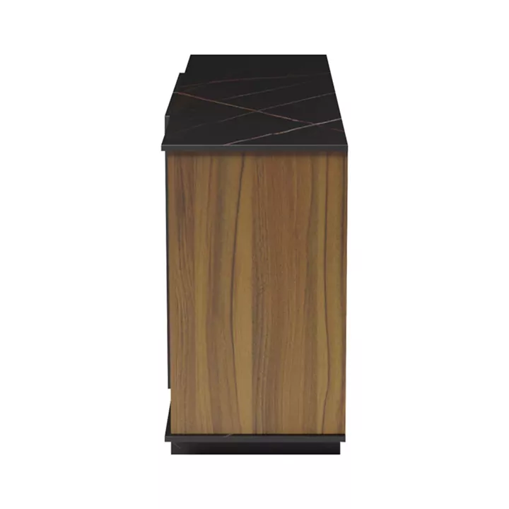 Zafore pakoworld sideboard in walnut color with black marble 180x45x80cm