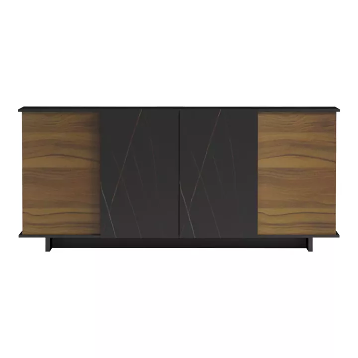 Zafore pakoworld sideboard in walnut color with black marble 180x45x80cm