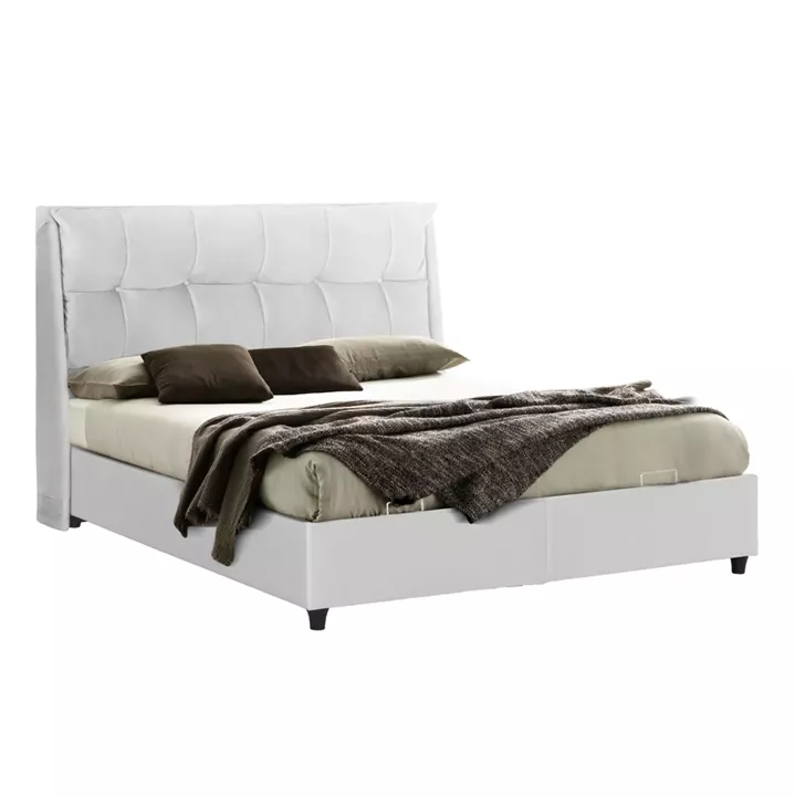 BED WITH STORAGE SPACE DREAMLET HM716.03 WHITE BOUCLE FABRIC -FOR MATTRESS 160x200cm.