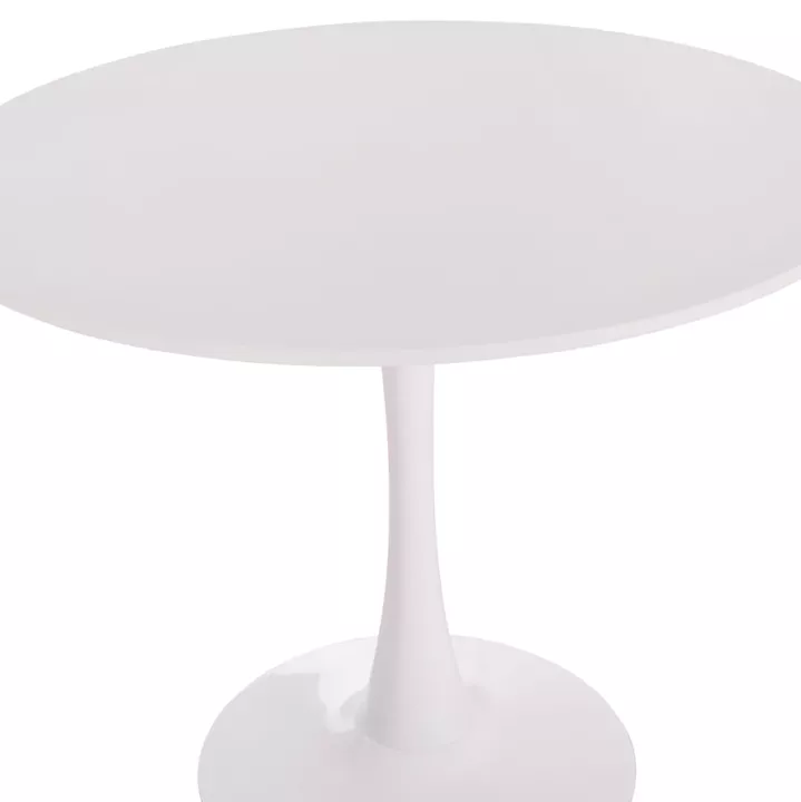 ROUND DINING TABLE BROLIN HM18141.01 MDF TOP-METAL BASE--WHITE Φ90x73Hcm.