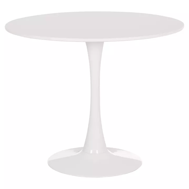 ROUND DINING TABLE BROLIN HM18141.01 MDF TOP-METAL BASE--WHITE Φ90x73Hcm.