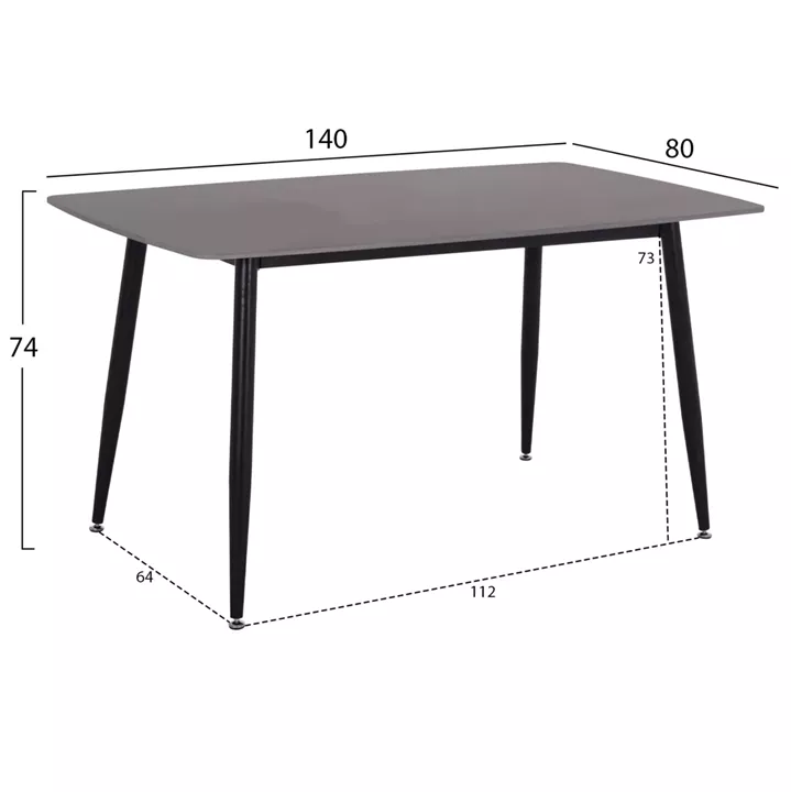 DINING TABLE RAVEN HM18149.02 CERAMIC TOP IN ANTHRACITE MARBLE-BLACK METAL LEGS 140x80x74Hcm.
