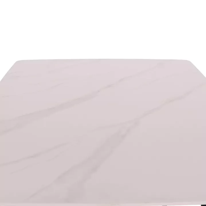 DINING TABLE RAVEN HM18150.01 CERAMIC TOP IN WHITE MARBLE-BLACK METAL LEGS 160x80x74Hcm.