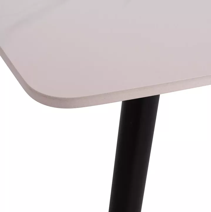 DINING TABLE RAVEN HM18150.01 CERAMIC TOP IN WHITE MARBLE-BLACK METAL LEGS 160x80x74Hcm.