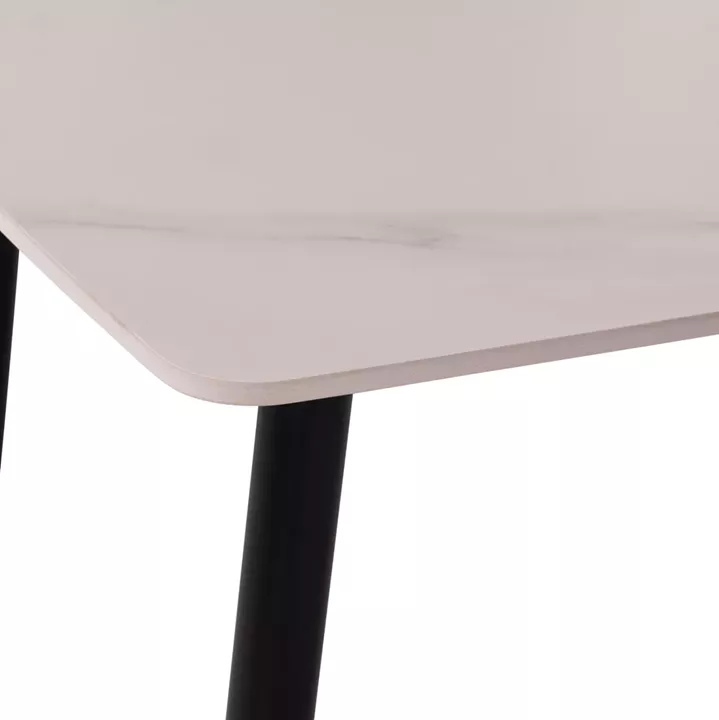 DINING TABLE RAVEN HM18150.01 CERAMIC TOP IN WHITE MARBLE-BLACK METAL LEGS 160x80x74Hcm.