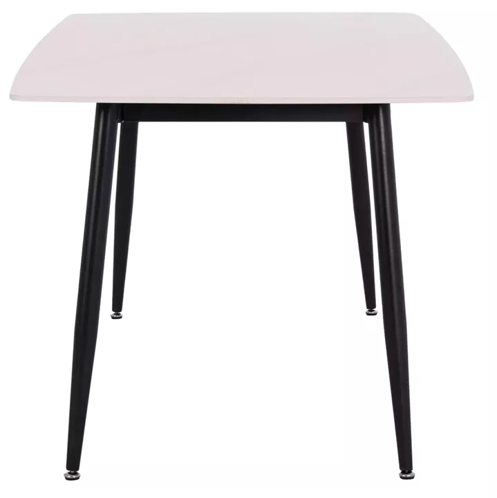DINING TABLE RAVEN HM18150.01 CERAMIC TOP IN WHITE MARBLE-BLACK METAL LEGS 160x80x74Hcm.