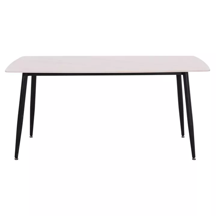 DINING TABLE RAVEN HM18150.01 CERAMIC TOP IN WHITE MARBLE-BLACK METAL LEGS 160x80x74Hcm.