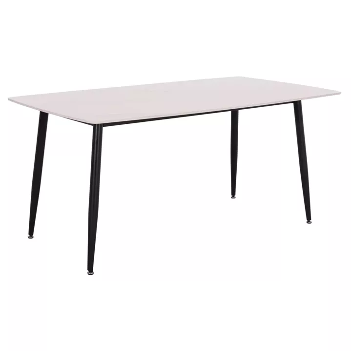 DINING TABLE RAVEN HM18150.01 CERAMIC TOP IN WHITE MARBLE-BLACK METAL LEGS 160x80x74Hcm.
