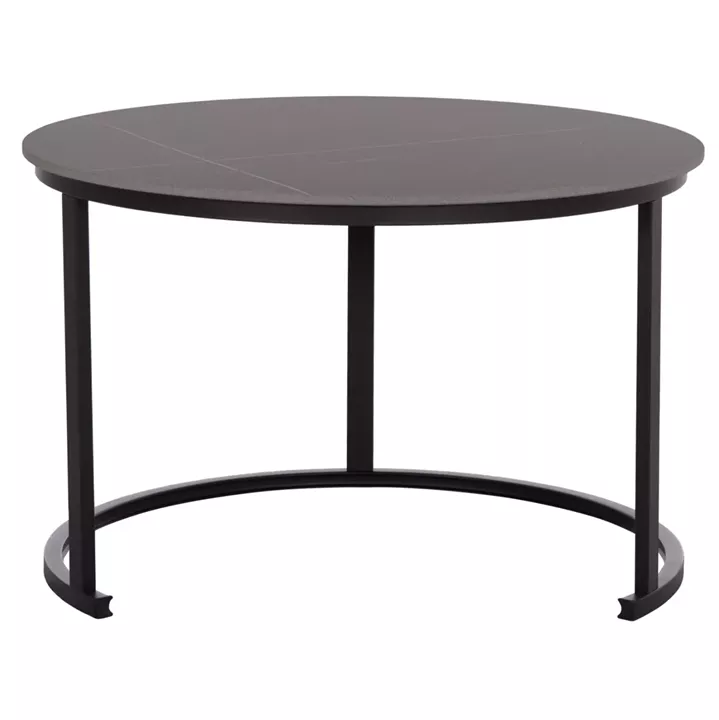 COFFEE TABLES 2PCS SET TALOS HM18140.02 BLACK MARBLE LOOK CERAMIC TOP Φ70x45.5Hcm.
