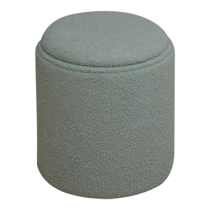 Batur stool-trunk pakoworld boucle fabric in green shade D34x38cm