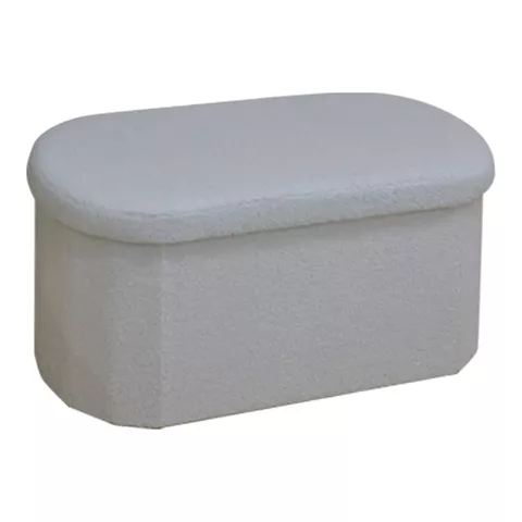 Otto pakoworld stool-trunk, boucle fabric in ivory shade 76x38x38cm