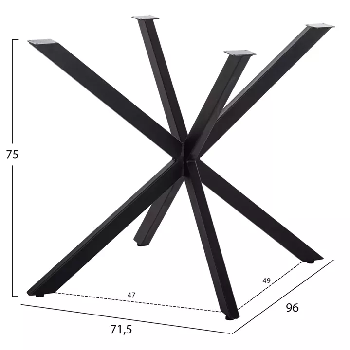 TABLE BASE/LEGS METAL IN CROSS DESIGN HM6255 FOR TABLETOP 120x80cm--BLACK