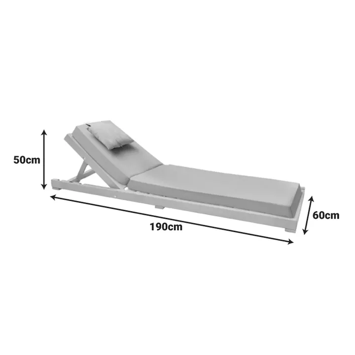 Sunbed with cushion Specta pakoworld solid beech wood in natural color 60x190x50cm