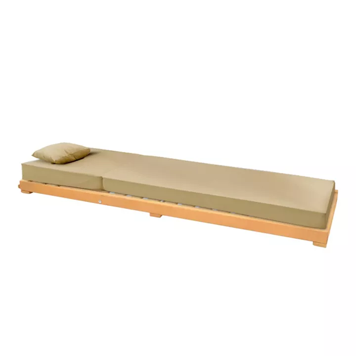 Sunbed with cushion Specta pakoworld solid beech wood in natural color 60x190x50cm
