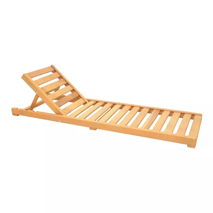 Sunbed with cushion Specta pakoworld solid beech wood in natural color 60x190x50cm