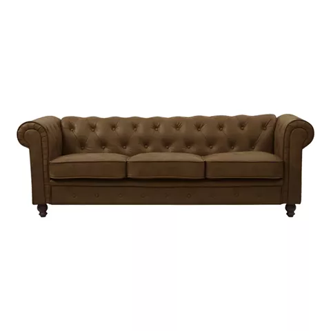 3-seater sofa Incredible pakoworld Chesterfield type antique brown fabric 203x84x67cm