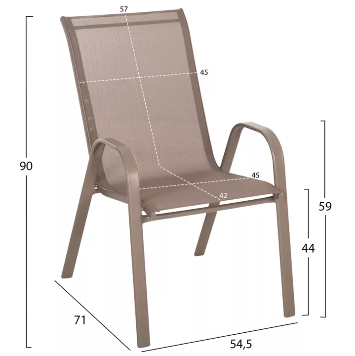 OUTDOOR DINING SET 5PCS OFER HM21015 TABLE & 4 CHAIRS- METAL IN CAPPUCCINO COLOR