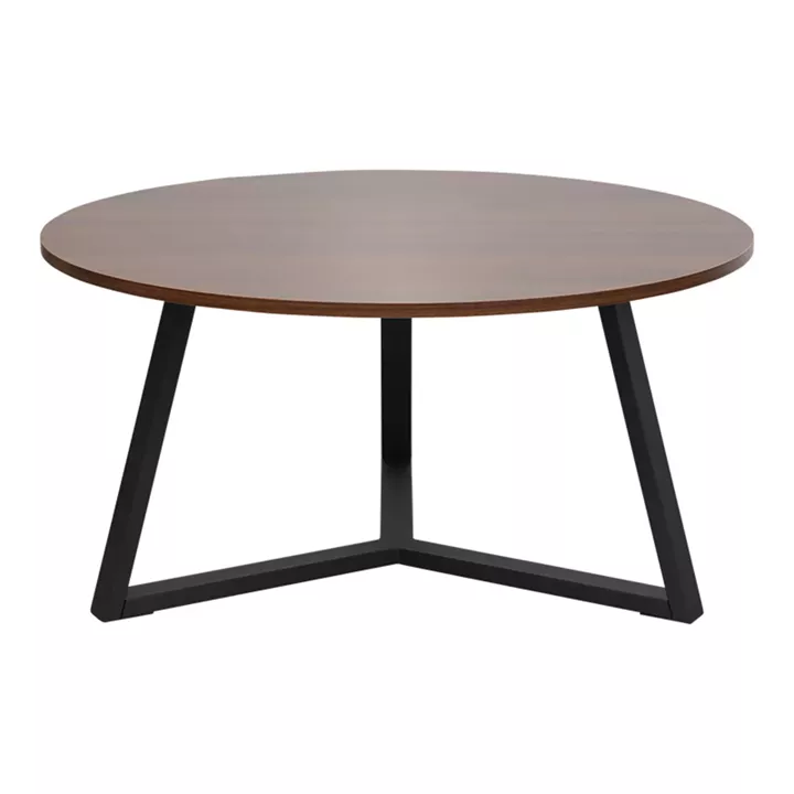 Coffee table Berton pakoworld in walnut color and black metal D80x40cm