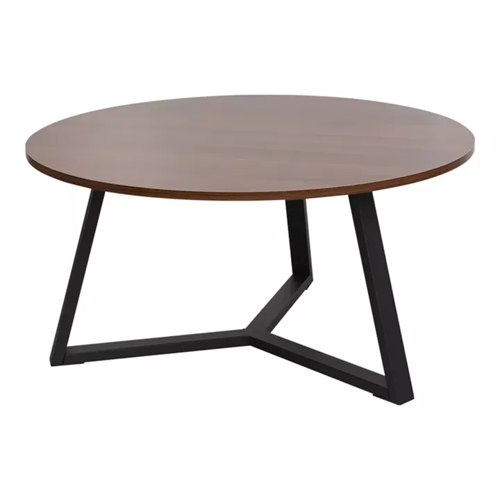 Coffee table Berton pakoworld in walnut color and black metal D80x40cm