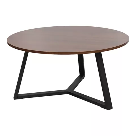Coffee table Berton pakoworld in walnut color and black metal D80x40cm