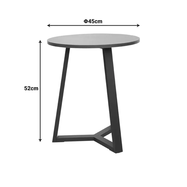 Side table Trepolo pakoworld in walnut color and black metal D45x52cm