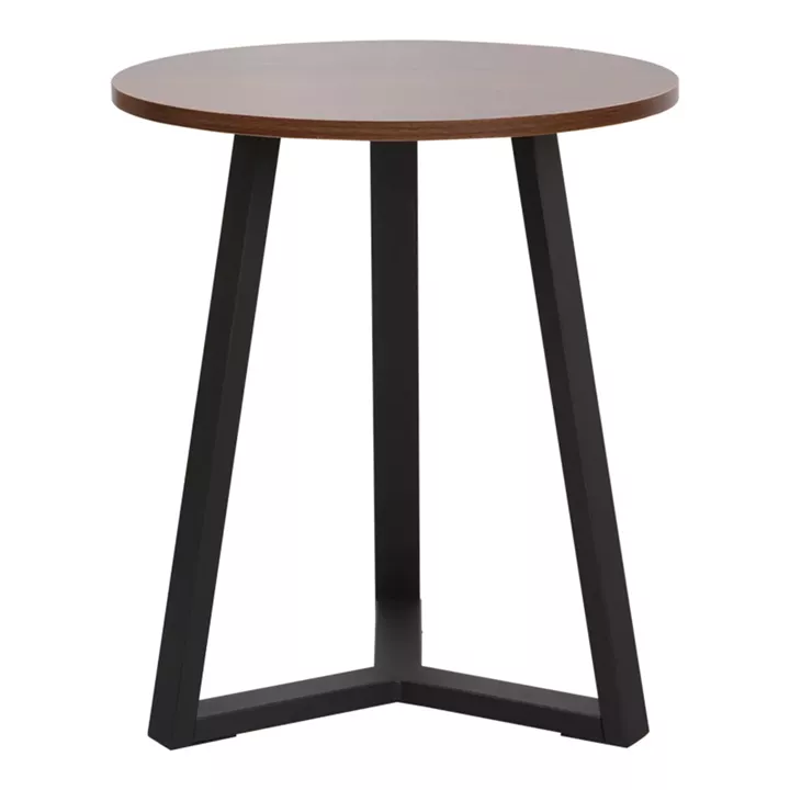 Side table Trepolo pakoworld in walnut color and black metal D45x52cm