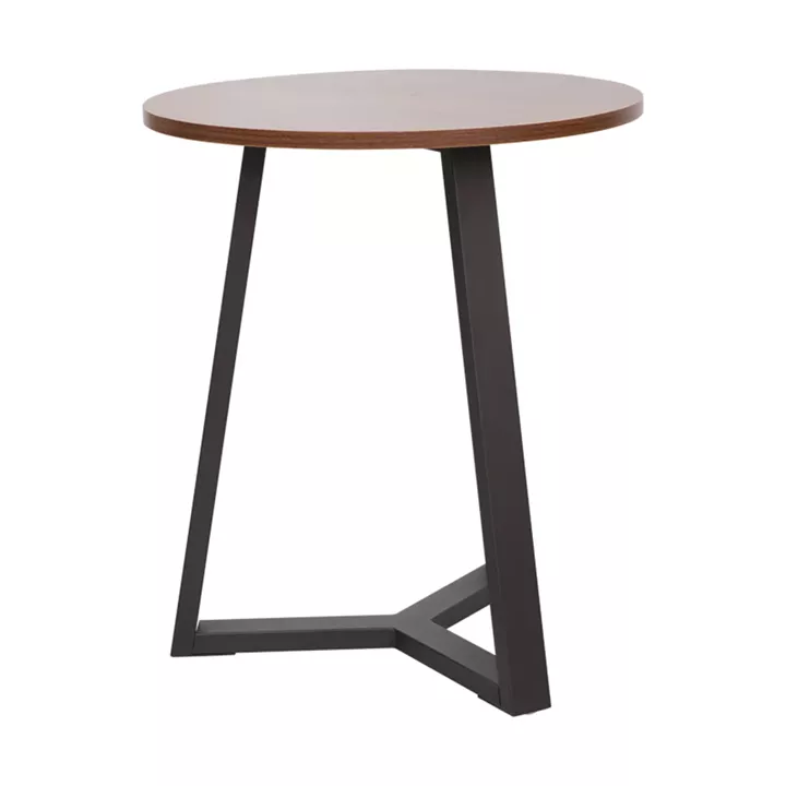 Side table Trepolo pakoworld in walnut color and black metal D45x52cm