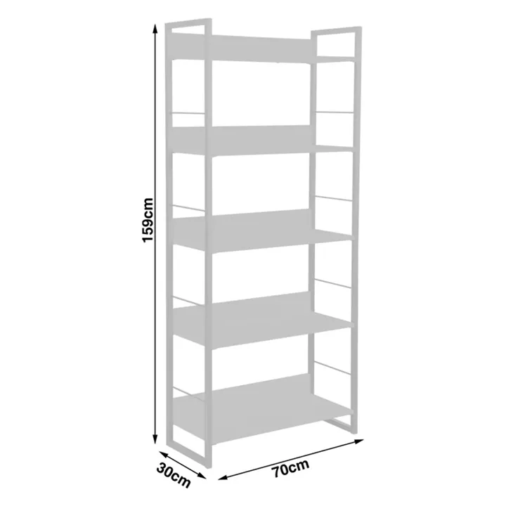 Bookcase Dorfie pakoworld in natural color with black metal 70x30x159cm