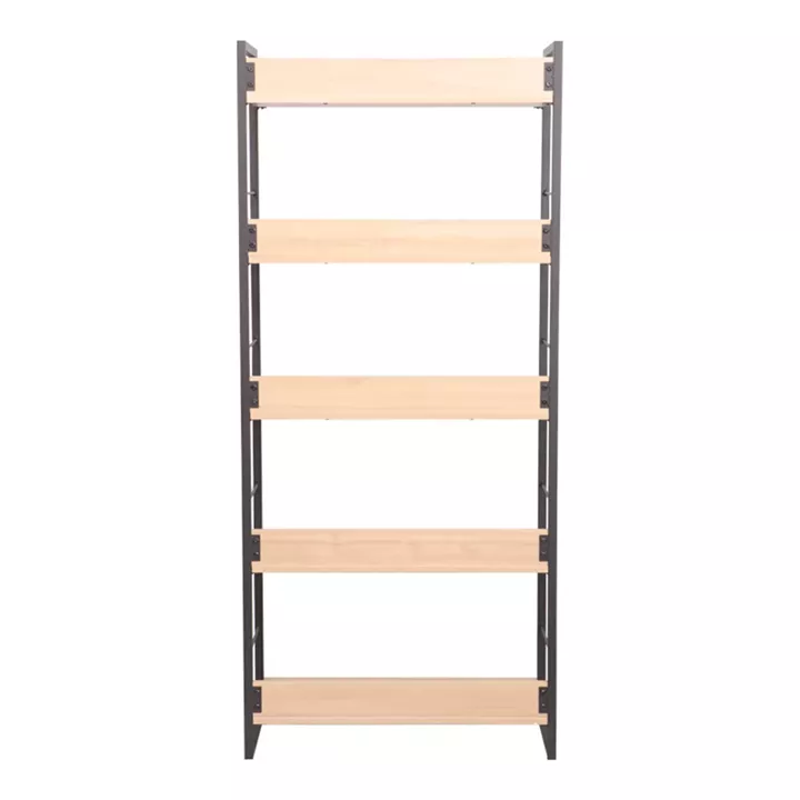 Bookcase Dorfie pakoworld in natural color with black metal 70x30x159cm
