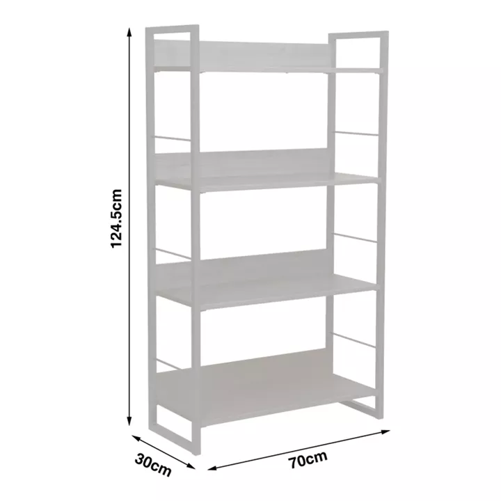 Bookcase Dorfie pakoworld in natural color with white metal 70x30x124.5cm