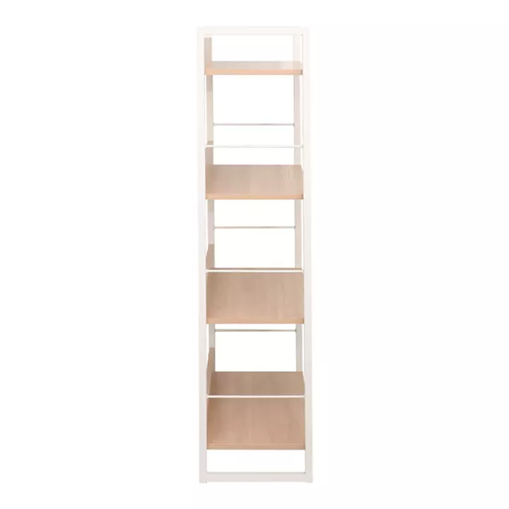 Bookcase Dorfie pakoworld in natural color with white metal 70x30x124.5cm