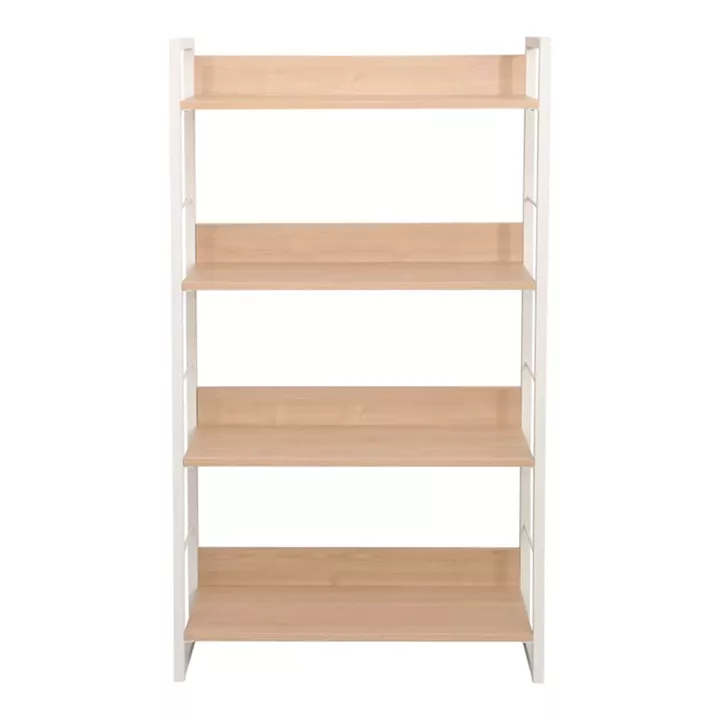 Bookcase Dorfie pakoworld in natural color with white metal 70x30x124.5cm