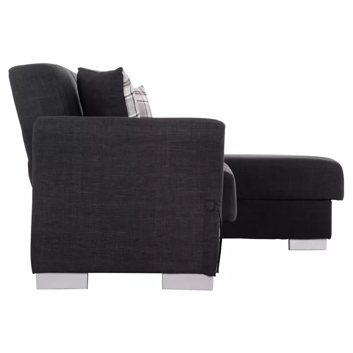 CORNER SOFA-BED WITH STORAGE SPACE BRONKO HM3291.01 FABRIC IN ANTHRACITE COLOR 218x138x77Hcm.
