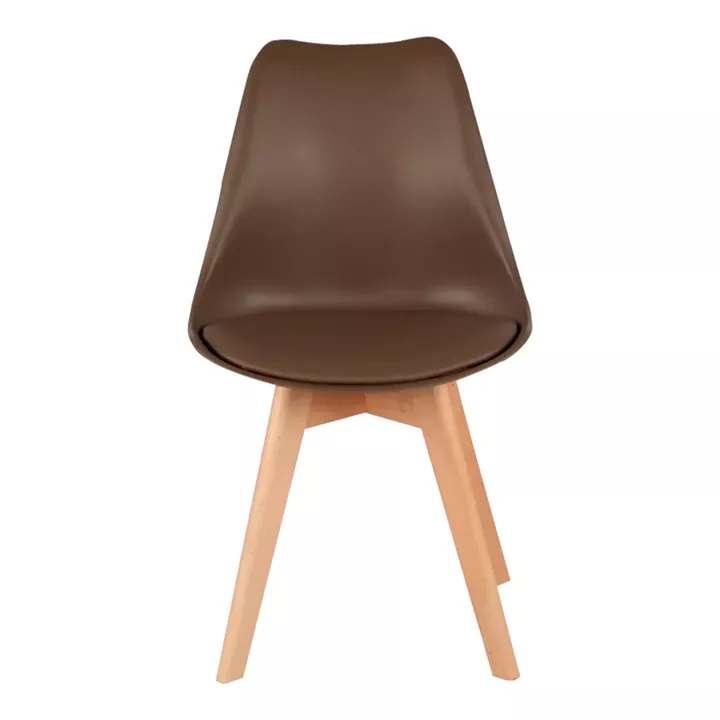 Gaston chair pakoworld PP-PU brown color - natural leg 43x51x75cm