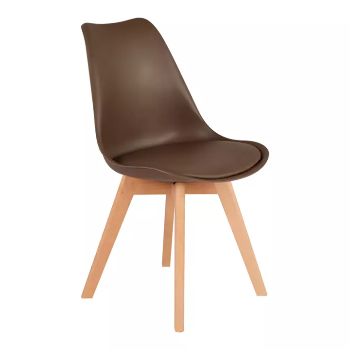 Gaston chair pakoworld PP-PU brown color - natural leg 43x51x75cm