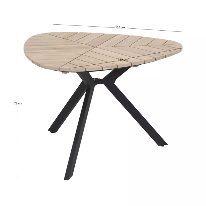 OUTDOOR TABLE TRADEN HM6242 ACACIA WOOD IN LEAF SHAPE-METAL LEGS Φ120x73Hcm.