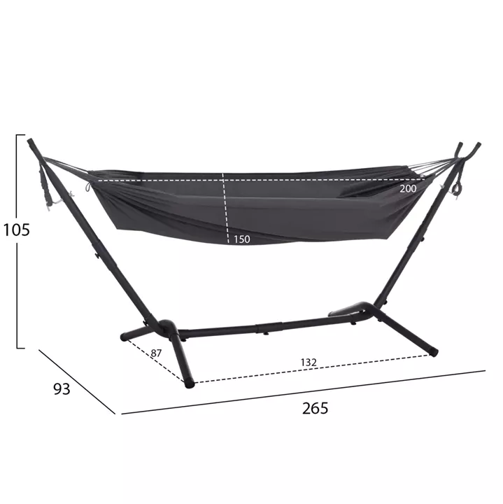HAMMOCK CRAVE HM6304.01 ANTHRACITE METAL FRAME-DARK GREY FABRIC 265x93x105Hcm.