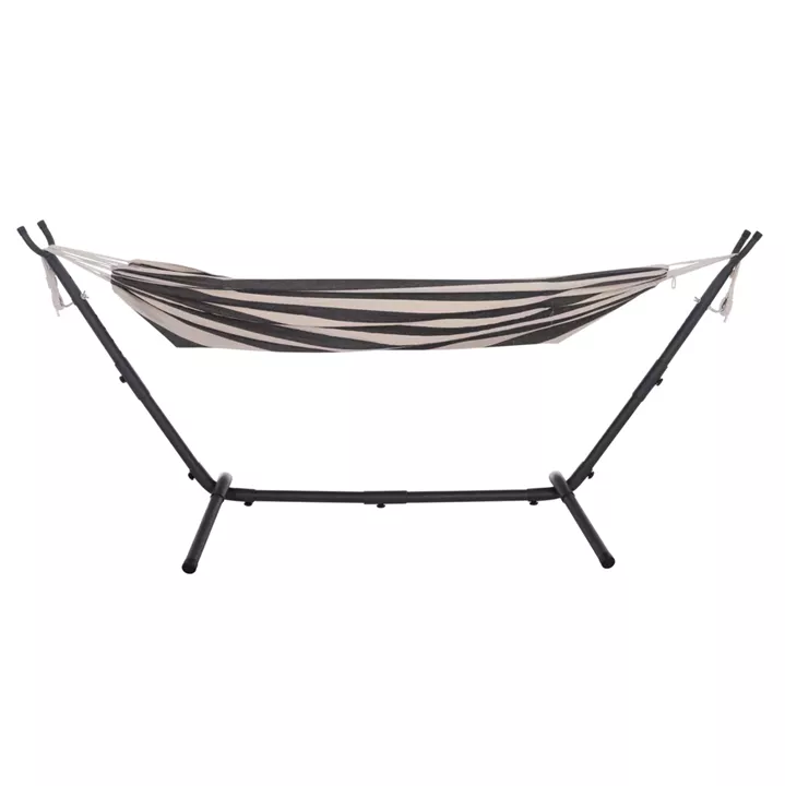 HAMMOCK CRAVE HM6304.03 ANTHRACITE METAL FRAME-BLUE FABRIC WITH WHITE STRIPES 265x93x105Hcm.