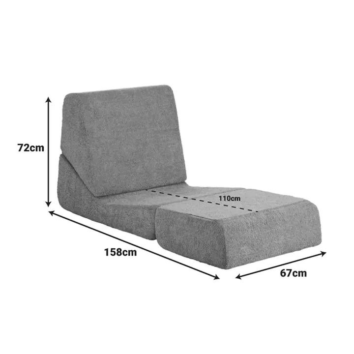 Armchair-Bed Ferderina pakoworld fabric in dark grey color 90x76x65cm