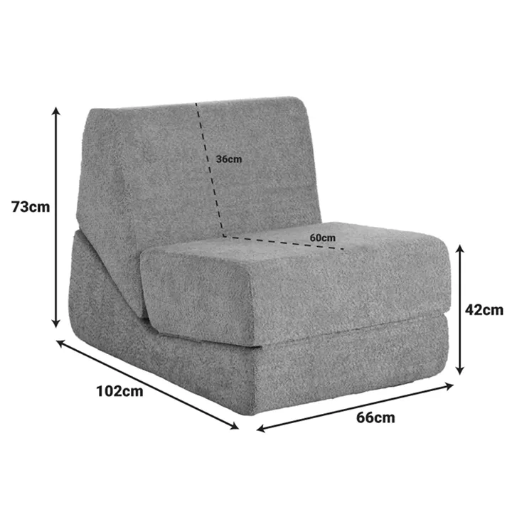 Armchair-Bed Ferderina pakoworld fabric in dark grey color 90x76x65cm