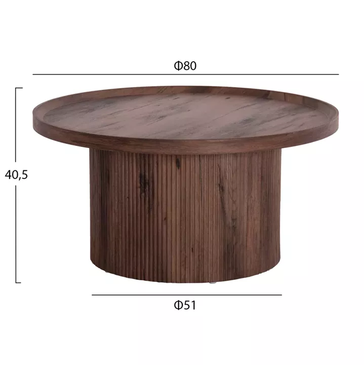 COFFEE TABLES 2PCS SET MARGON HM21084 MDF IN DARK BROWN COLOR Φ80cm & Φ45cm