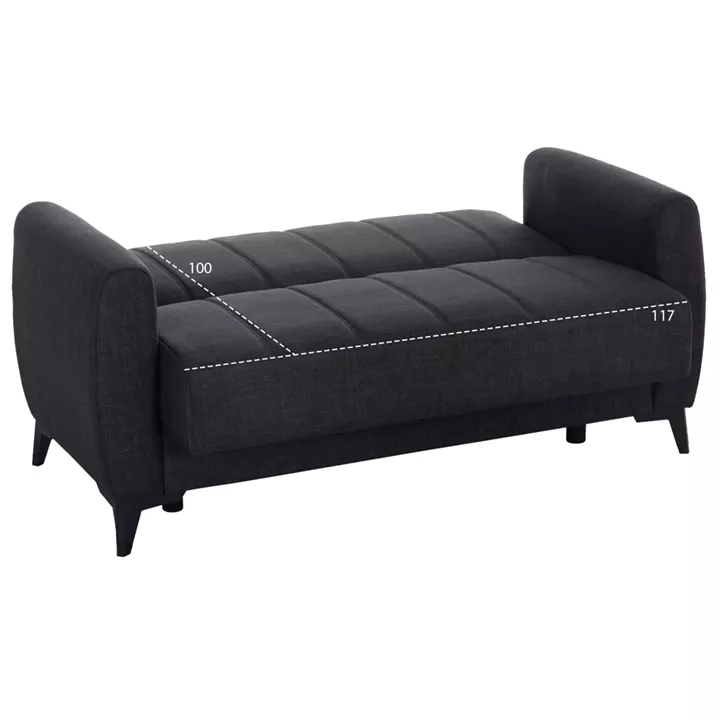 SOFA-BED 2-SEATER WITH STORAGE SPACE NIKKO HM3293.01 GREY FABRIC 144x75x84Hcm.