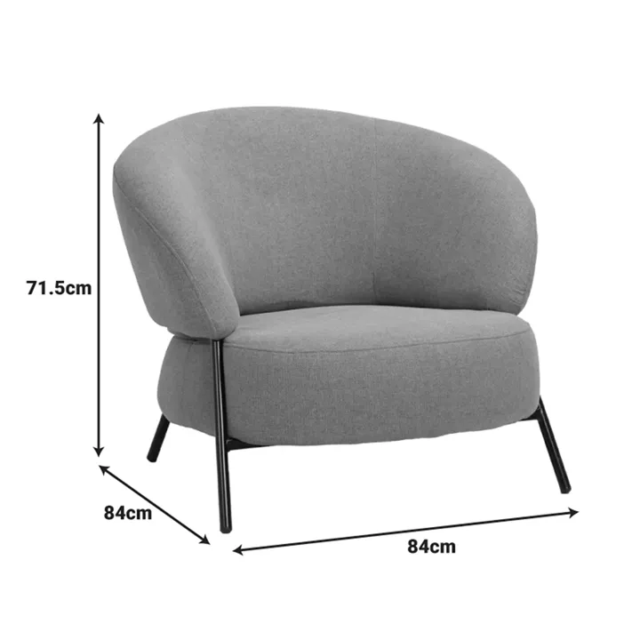 Armchair Jennie pakoworld terracota fabric with black metal legs 84x84x71.5cm
