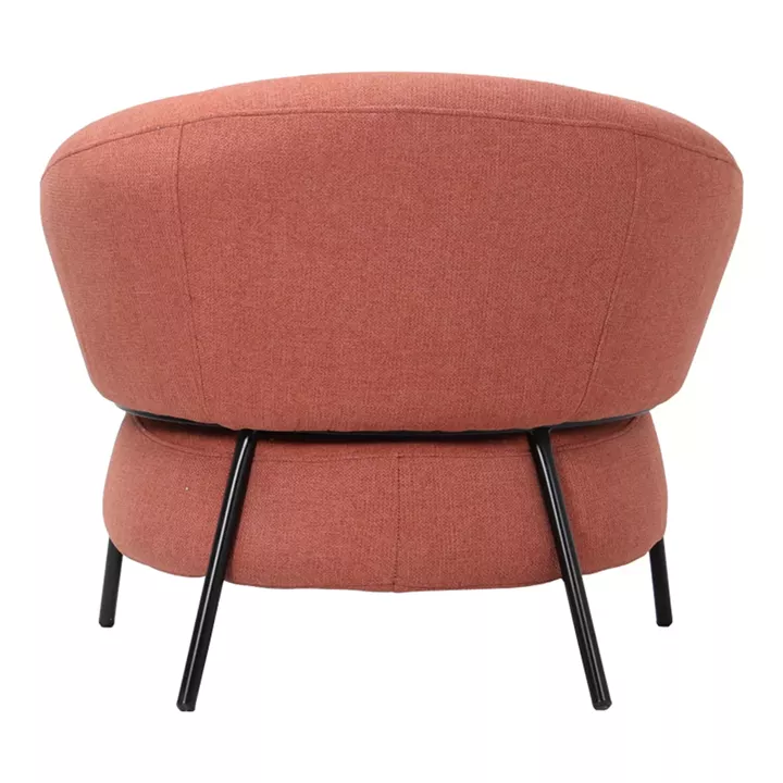 Armchair Jennie pakoworld terracota fabric with black metal legs 84x84x71.5cm