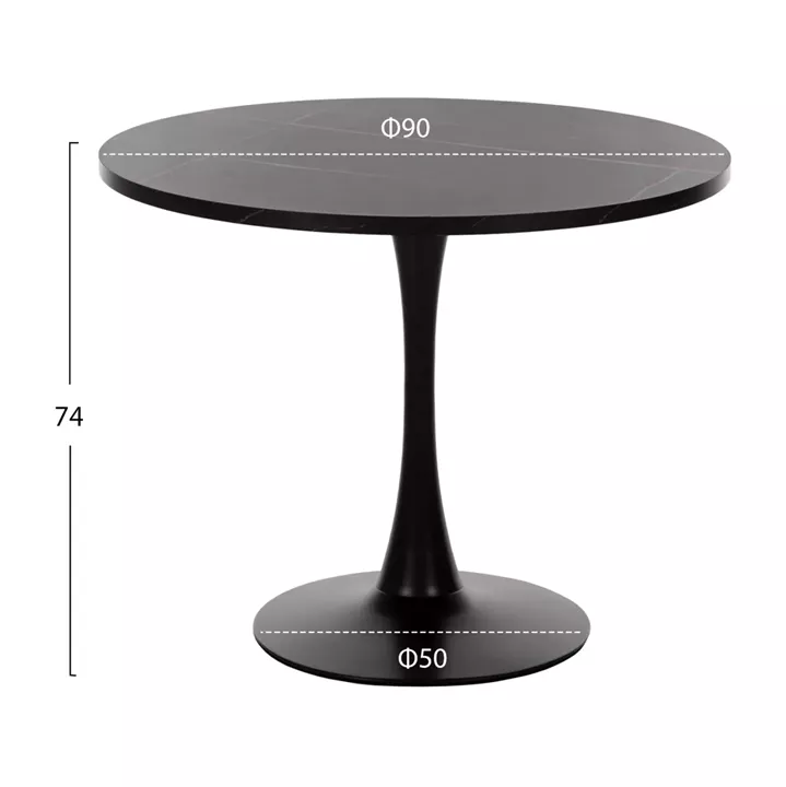 ΤΡΑΠΕΖΙ ΤΡΑΠΕΖΑΡΙΑΣ ROLLO HM9421.12 ΣΤΡΟΓΓΥΛΟ BLACK MARBLE Φ90x74Υεκ.
