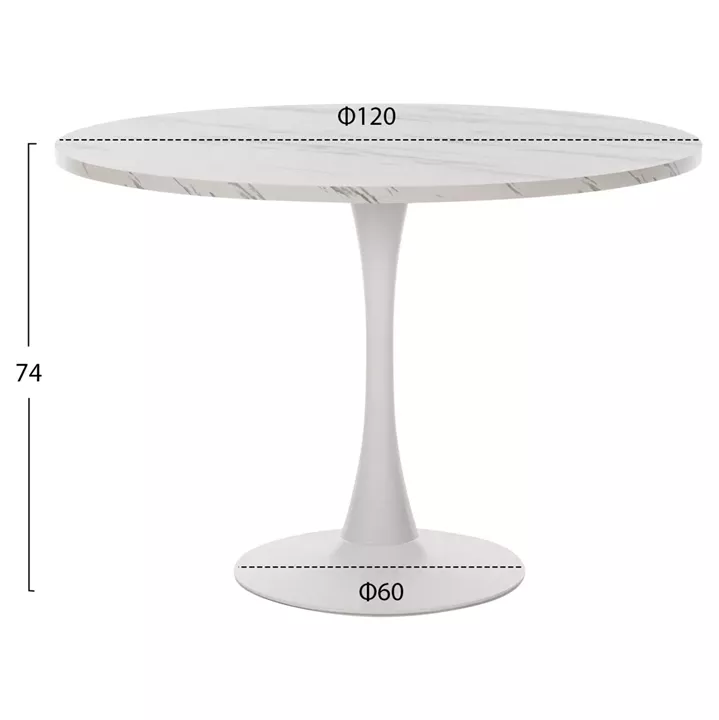 ROUND DINING TABLE ROLLO HM9422.11 MELAMINE IN WHITE MARBLE METAL LEG Φ120x74Hcm.