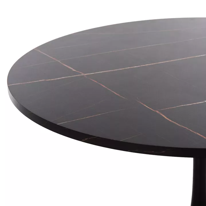 ROUND DINING TABLE ROLLO HM9422.12 MELAMINE IN BLACK MARBLE METAL LEG Φ120x74Hcm.