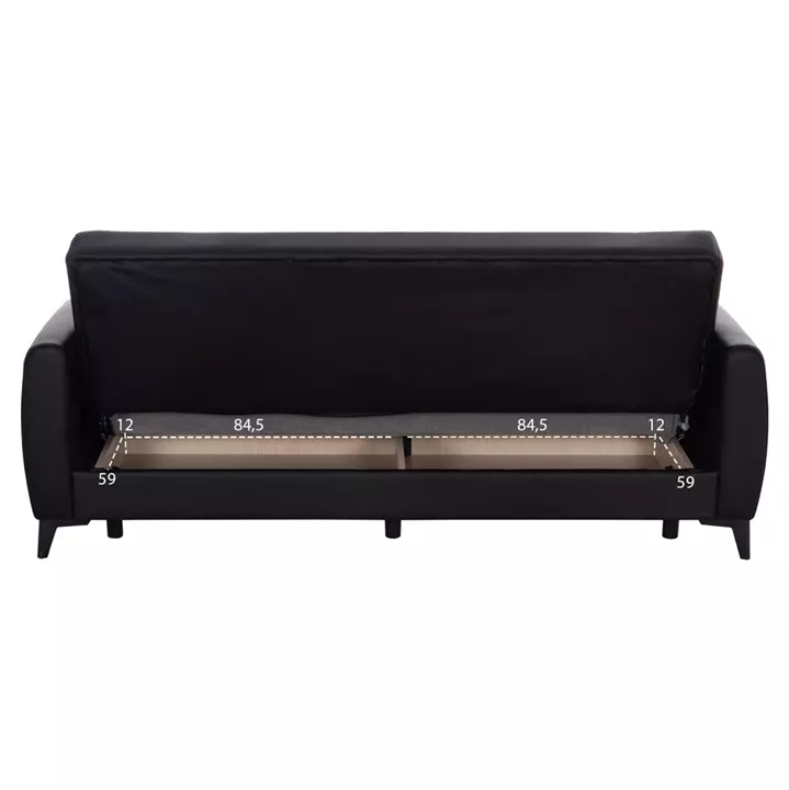 SOFA-BED 3-SEATER WITH STORAGE SPACE NIKKO HM3292.11 BLACK PU 207x80x82Hcm.